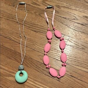 Pink and Mint Silicone Teething/Chewing Necklace Duo Adult Sized